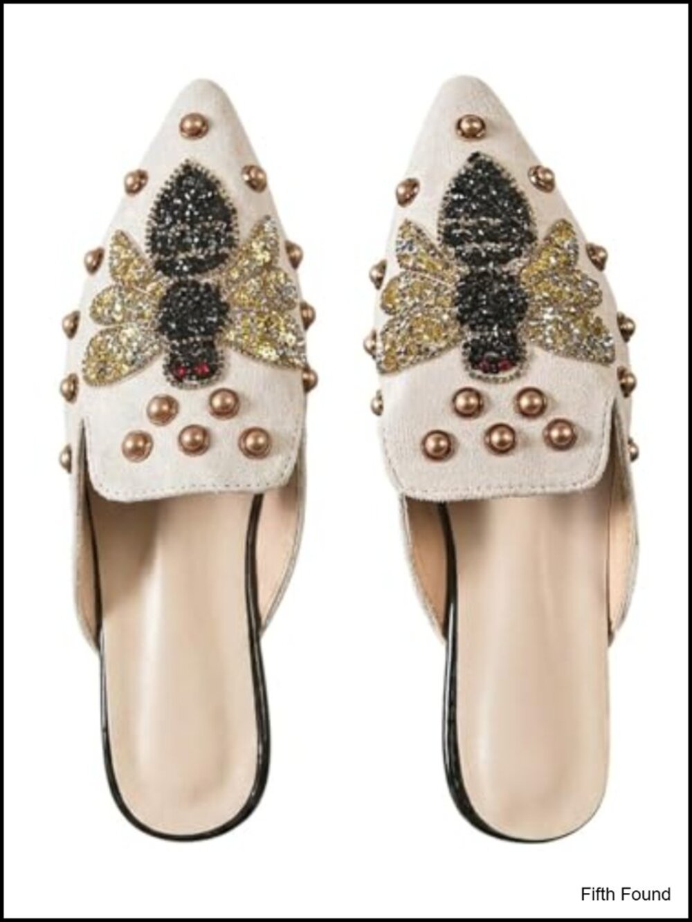 Studded Pointed Toe Backless Mules Slip On Flats Dressy Work Shoes